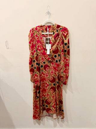 Imperial paisley print silky midi dress, L