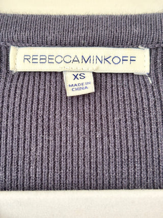 Rebecca Minkoff Cara Ruffle Bell Sleeve Pullover Sweater Navy Blue Women's XS