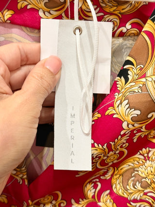 Imperial paisley print silky midi dress, L