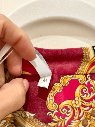 Imperial paisley print silky midi dress, L