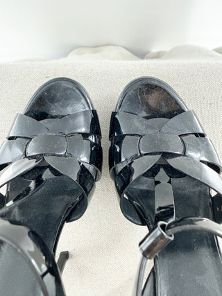 Saint Laurent patent leather platform tribute sandals, 37.5
