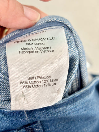 Veronica Beard Jeans Keenan Denim Belted One-Piece Romper Blue Women's Size XS