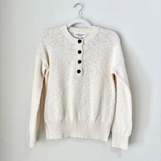 Derek Lam Denim Long Sleeve Knit Henley Pullover Sweater Cream Women's Size XS