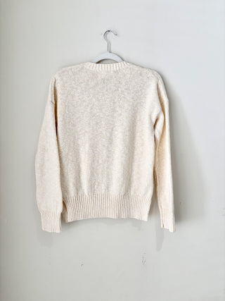 Derek Lam Denim Long Sleeve Knit Henley Pullover Sweater Cream Women's Size XS