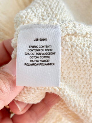 Derek Lam Denim Long Sleeve Knit Henley Pullover Sweater Cream Women's Size XS