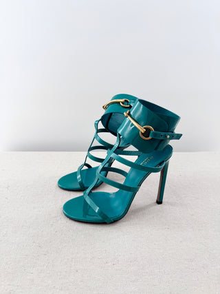 Gucci patent leather horse bit high heel sandals, 37