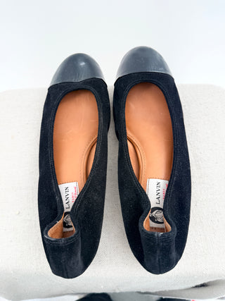 Lanvin flat suede and patent leather ballet flats, 41