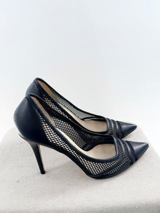 Jimmy Choo pointy toe leather and mesh pumps, 41