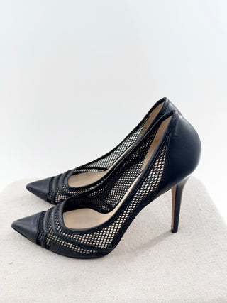 Jimmy Choo pointy toe leather and mesh pumps, 41