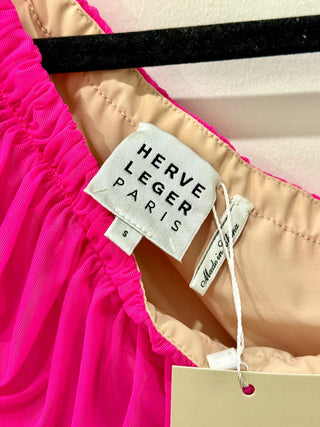 Herve Leger one shoulder ruched mini dress, S