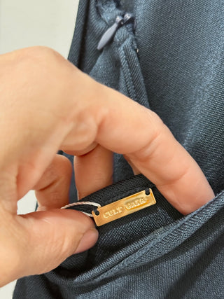 Cult Gaia Ali Long Sleeve Cutout Open-Back Crepe Maxi Gown Blue Women's Size XS