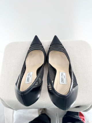 Jimmy Choo pointy toe leather and mesh pumps, 41