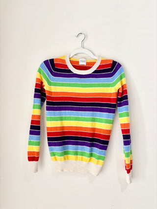 Madeleine Thompson Rainbow Striped Cashmere Pullover Sweater Women's Size Small