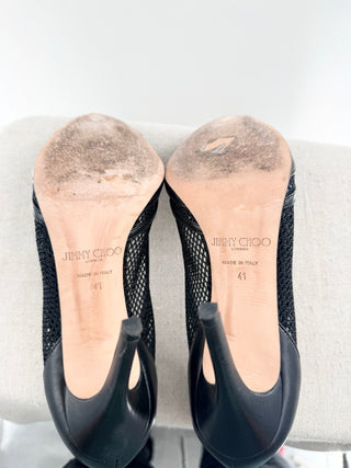 Jimmy Choo pointy toe leather and mesh pumps, 41
