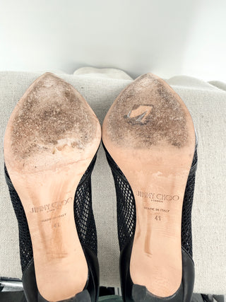 Jimmy Choo pointy toe leather and mesh pumps, 41