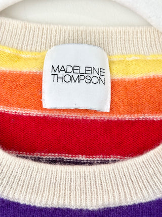 Madeleine Thompson Rainbow Striped Cashmere Pullover Sweater Women's Size Small