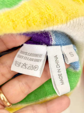 Madeleine Thompson Rainbow Striped Cashmere Pullover Sweater Women's Size Small