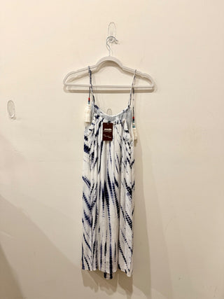 Pepin Tie Dye Sleeveless Midi Cover-Up Dress w/ Tassels White/Blue Women's 2 / M