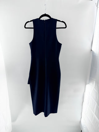 Cinq a Sept Sleeveless Asymmetrical Midi Sheath Dress Navy Blue Women's Size 6