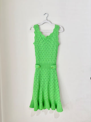 Lilly Pulitzer Villa Mermaid Crochet Sweater Mini Dress Green Women's Size Small
