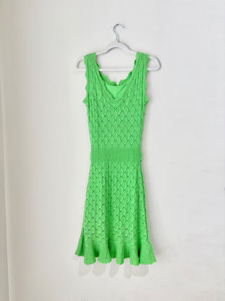 Lilly Pulitzer Villa Mermaid Crochet Sweater Mini Dress Green Women's Size Small