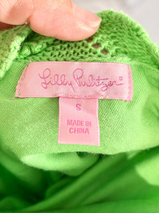 Lilly Pulitzer Villa Mermaid Crochet Sweater Mini Dress Green Women's Size Small