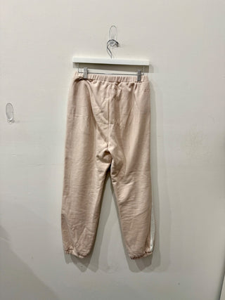 Staud Cotton Cambrie Side Striped Sweatpants Crystal Grey/White Womens Size M