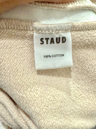 Staud Cotton Cambrie Side Striped Sweatpants Crystal Grey/White Womens Size M