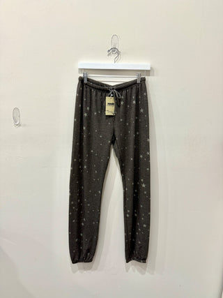 NWT Enti High Rise Star Print Straight Leg Lounge Sweatpant Charcoal Women's M