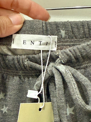 NWT Enti High Rise Star Print Straight Leg Lounge Sweatpant Charcoal Women's M