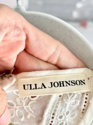 Ulla Johnson cream eyelet and lace midi dress, 0