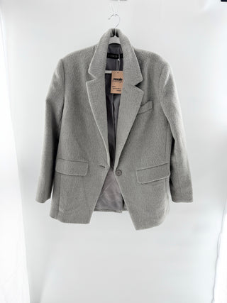 Lioness wool-blend blazer coat featuring structured silhouette with classic notch lapels and single-button closure, XS