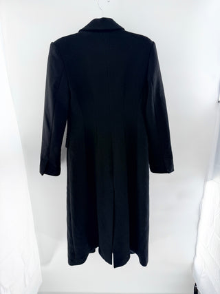 Dynamite tailored long coat featuring single-breasted silhouette with structured lapels crafted in wool-blend fabric, S