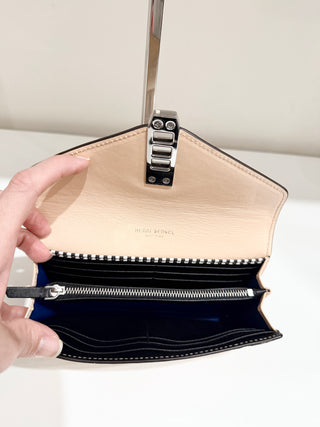 Henri Bendel leather wallet with silver hardware