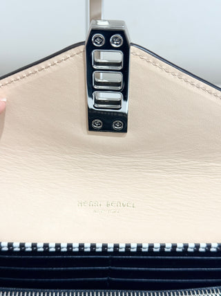 Henri Bendel leather wallet with silver hardware