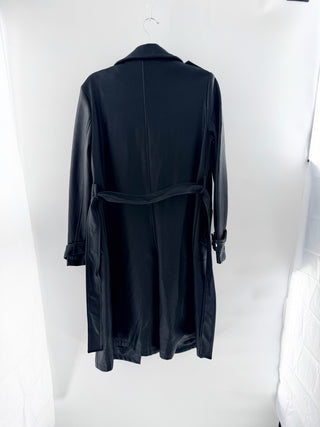 4th and reckless faux leather trench coat featuring relaxed silhouette with oversized lapels and adjustable waist tie, 2