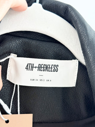 4th and reckless faux leather trench coat featuring relaxed silhouette with oversized lapels and adjustable waist tie, 2