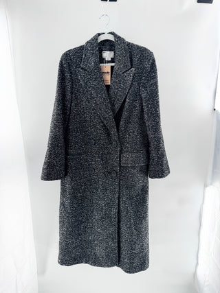 Asos herringbone coat featuring double-breasted silhouette with structured notch lapels crafted in textured wool fabric, 4