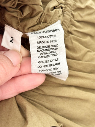 Ulla Johnson green cotton smocked bow top, 2