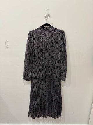 Ba&Sh Paris Flowy Pleated Metallic Midi Dress Bluenight Women's Size 2 / Medium