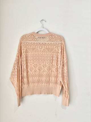 IRO Peypin Poplin Cotton Geometric Open Knit Sweater Peach Women's Size Small