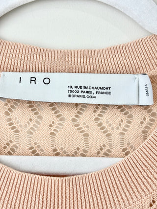 IRO Peypin Poplin Cotton Geometric Open Knit Sweater Peach Women's Size Small