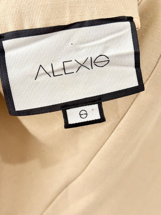 Alexis Jenell Asymmetric Halter Open Back Mini Dress With Button Beige Women's S