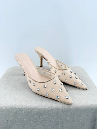 Loeffler Randall mesh crystal embellished low heel mules, 9