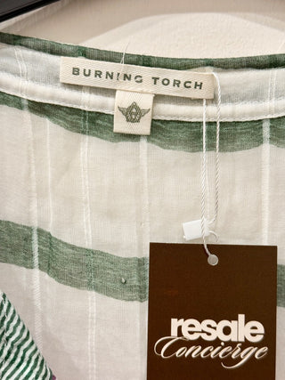 Burning Torch short striped cover up, S