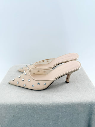 Loeffler Randall mesh crystal embellished low heel mules, 9