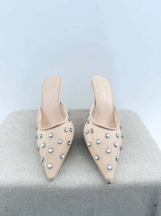 Loeffler Randall mesh crystal embellished low heel mules, 9