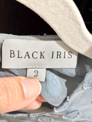 Black Iris blue set with textured dots: top and skirt, 2