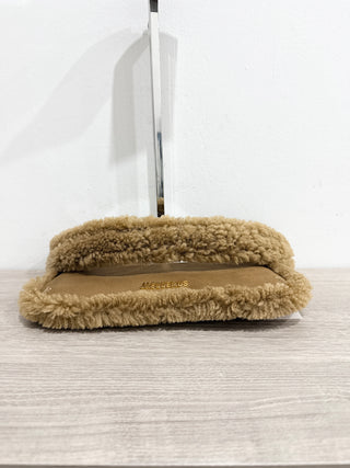 Jacquemus suede fur trim handbag