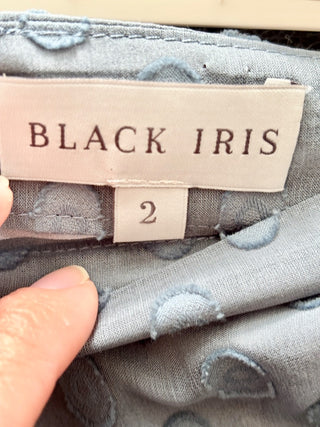 Black Iris blue set with textured dots: top and skirt, 2